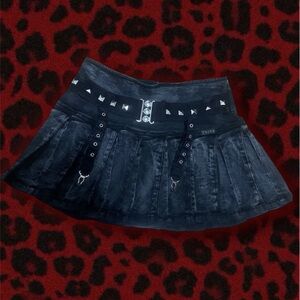 Tripp NYC black distressed belted garter mini skirt
